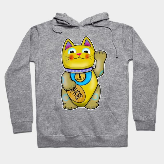 Cute Maneki Neko Lucky Cat Hoodie by Space Truck